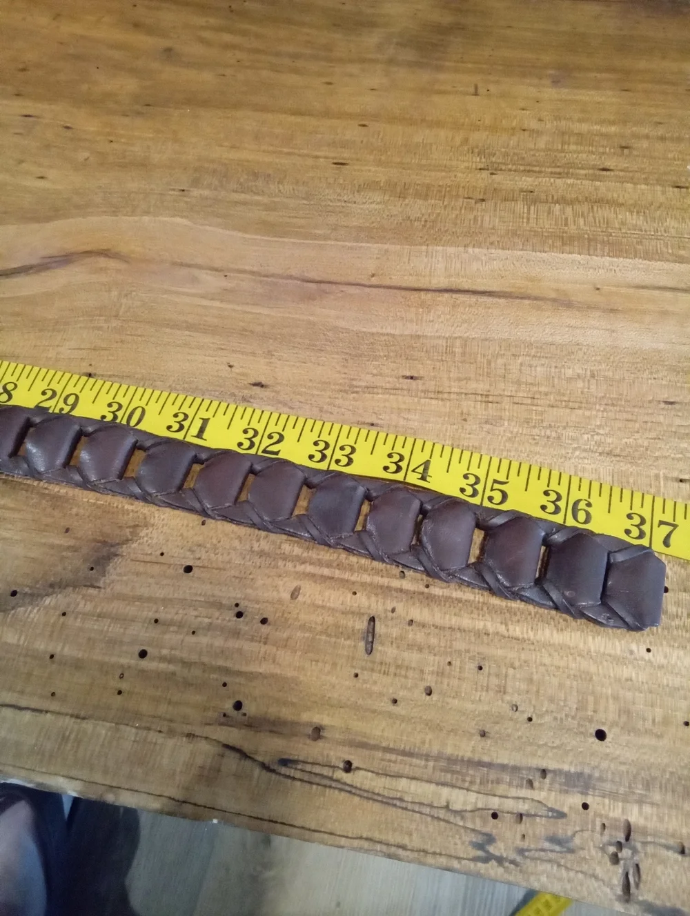 Vintage Woven Braided Chain Link Leather Belt - Brown 30